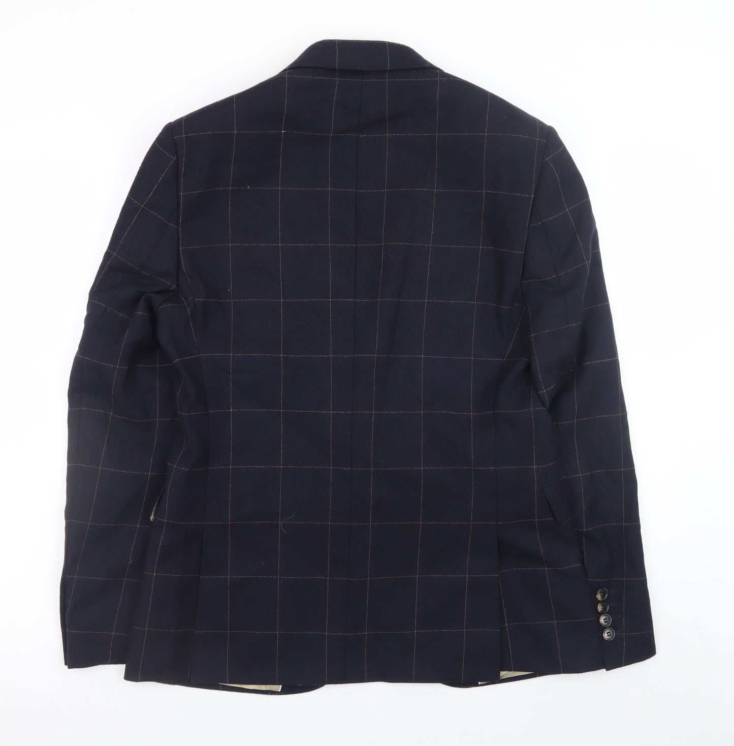 Moss London Men's Blue Check Slim Fit Wool Blazer 38in