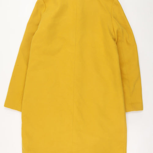 New Look Women Yellow Long Overcoat Size 10 Lined Polyester Blend