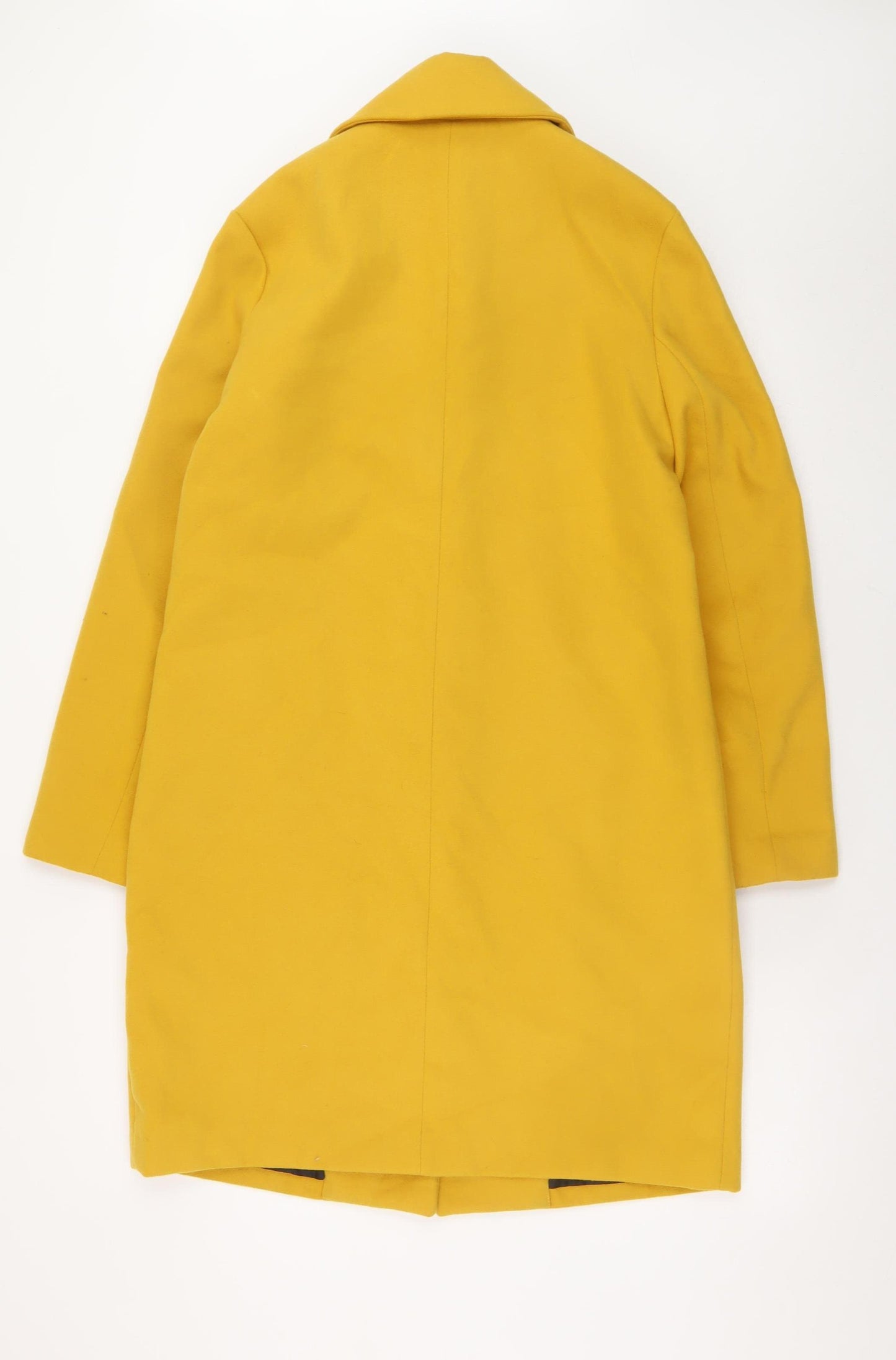 New Look Women Yellow Long Overcoat Size 10 Lined Polyester Blend