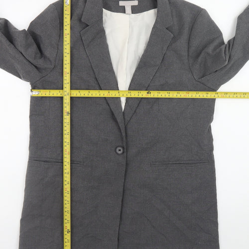 H&M Women's Grey Blazer Jacket Size S Regular Fit Workwear