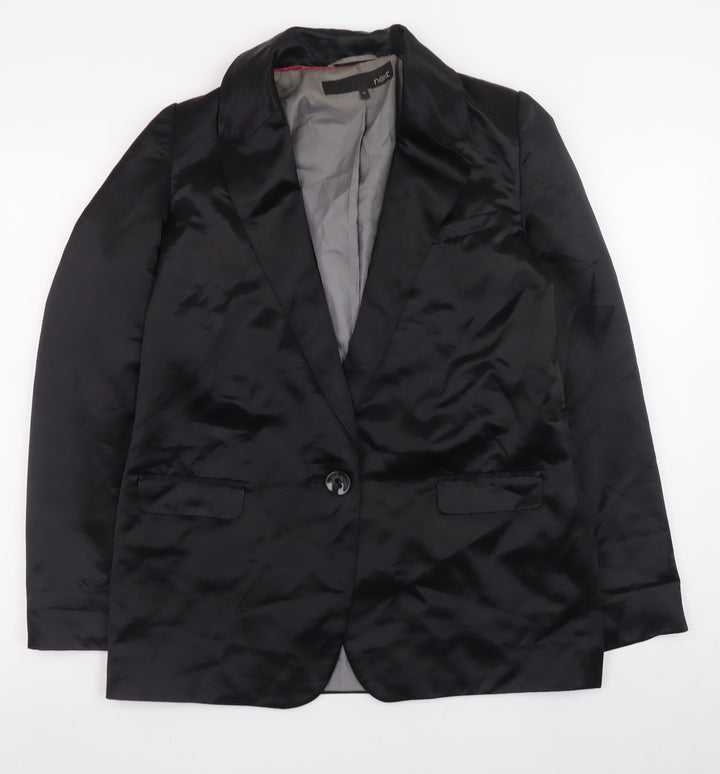 Next Women's Black Polyester Satin Blazer Size 10