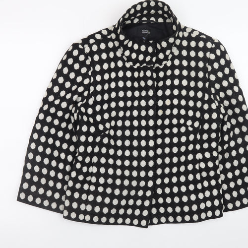 Marks and Spencer Women Black Polka Dot Wool Blend Blazer Size 12