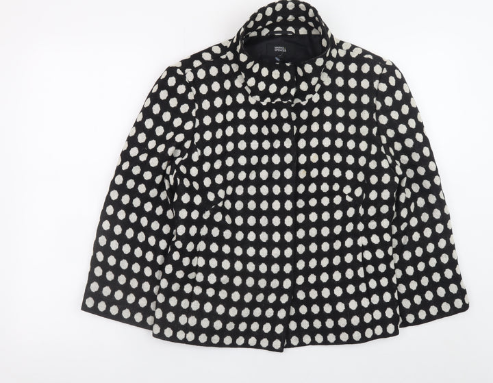 Marks and Spencer Women Black Polka Dot Wool Blend Blazer Size 12