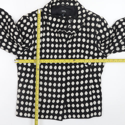 Marks and Spencer Women Black Polka Dot Wool Blend Blazer Size 12