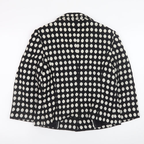 Marks and Spencer Women Black Polka Dot Wool Blend Blazer Size 12