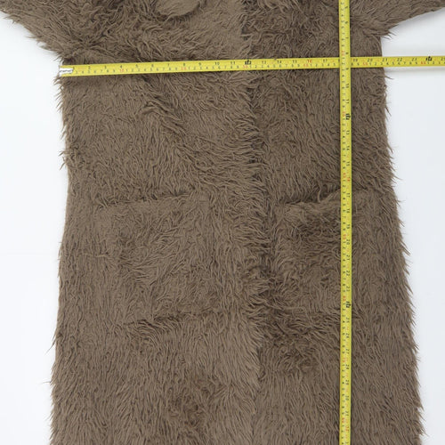 Rino & Pelle Women Brown Long Faux Fur Overcoat Size 12