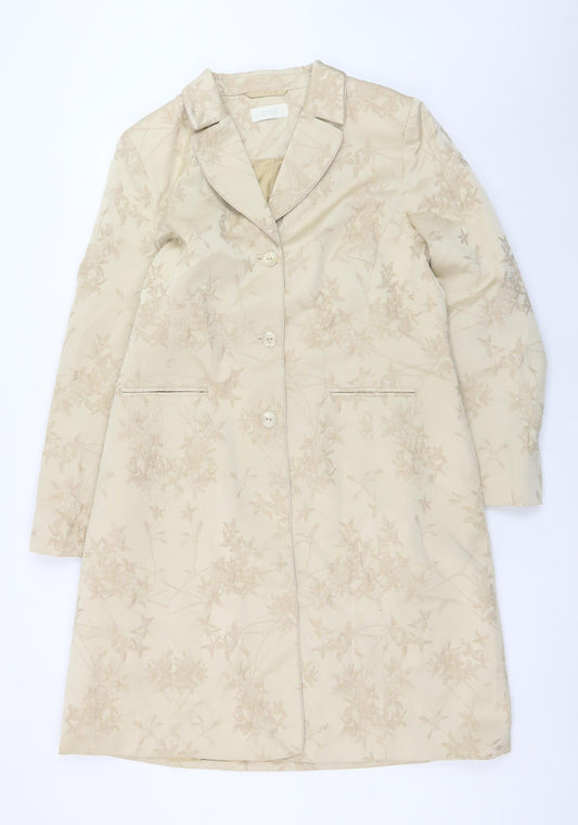 Marks and Spencer Women's Beige Floral Long Overcoat Size 18