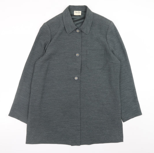 Viyella Petite Women's Grey Button Front Polyester Overcoat UK 14