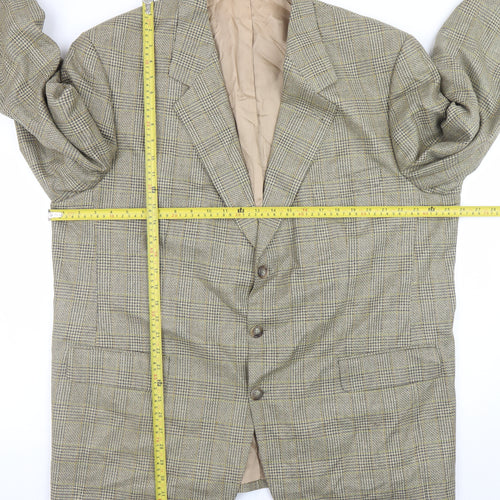 Frank Bird Mens Brown Check Tweed Classic Wool Silk Blazer 40in