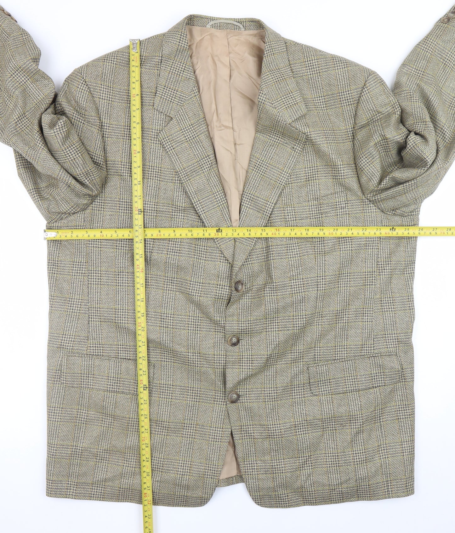 Frank Bird Mens Brown Check Tweed Classic Wool Silk Blazer 40in