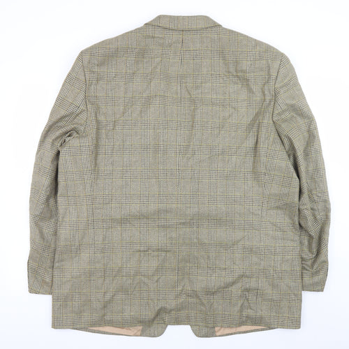 Frank Bird Mens Brown Check Tweed Classic Wool Silk Blazer 40in