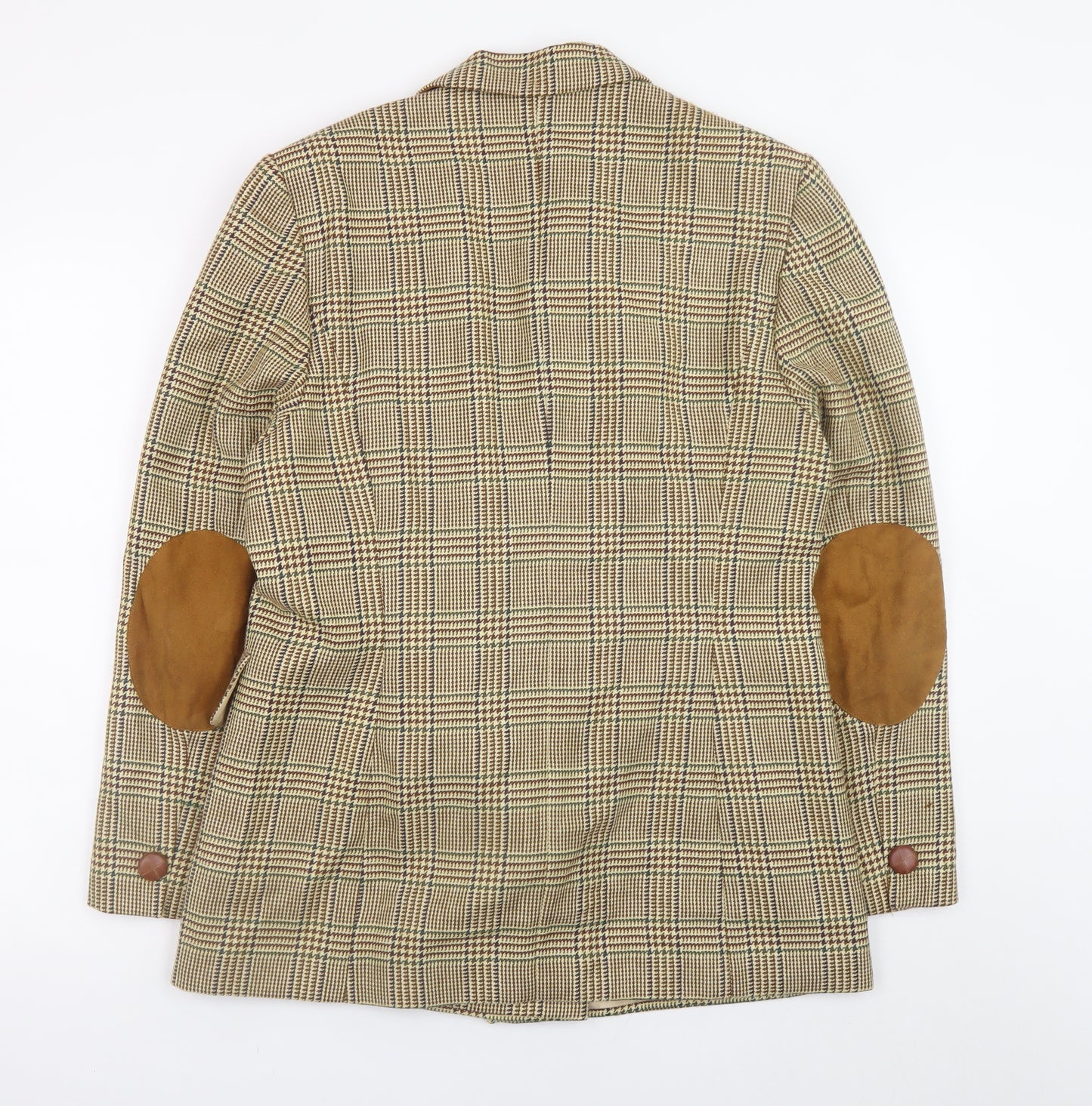 Betty Barclay Women's Beige Check Wool Blazer Jacket Size 42 Classic Fit