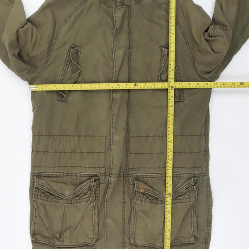 Jack & Jones Men's Green XL Parka Jacket with Faux Fur Hood