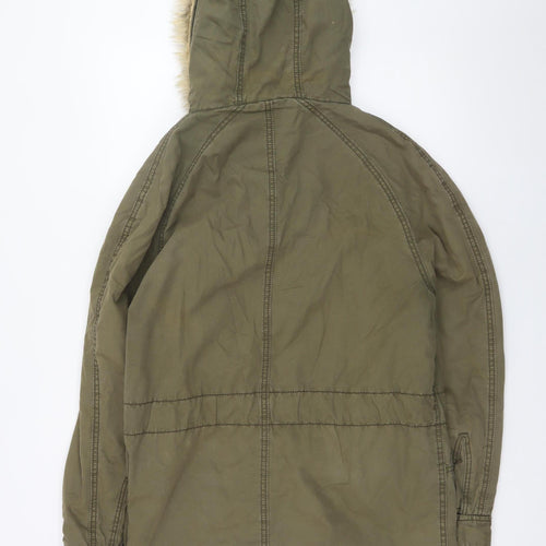 Jack & Jones Men's Green XL Parka Jacket with Faux Fur Hood
