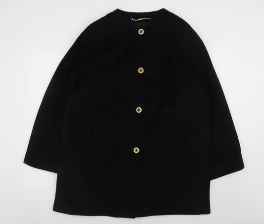 Viyella Womens Black Wool Mohair Blend Mid-Length Overcoat UK 14