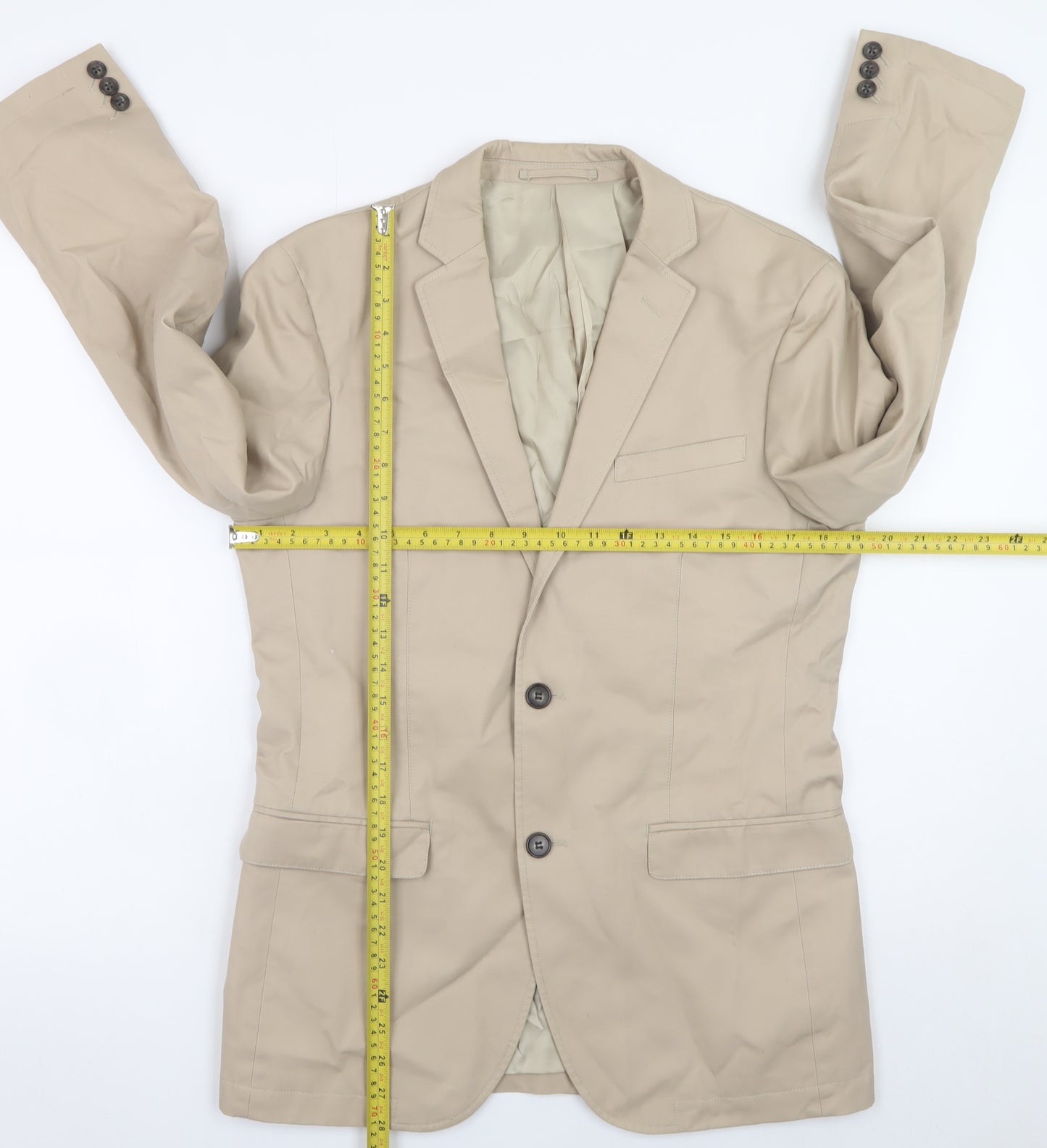 Linea Men's Beige Cotton Twill Blazer Jacket S Regular Fit