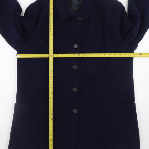 EWM Women’s Blue Wool Blend Long Overcoat Size 18 Classic Style