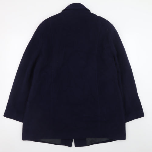 EWM Women’s Blue Wool Blend Long Overcoat Size 18 Classic Style