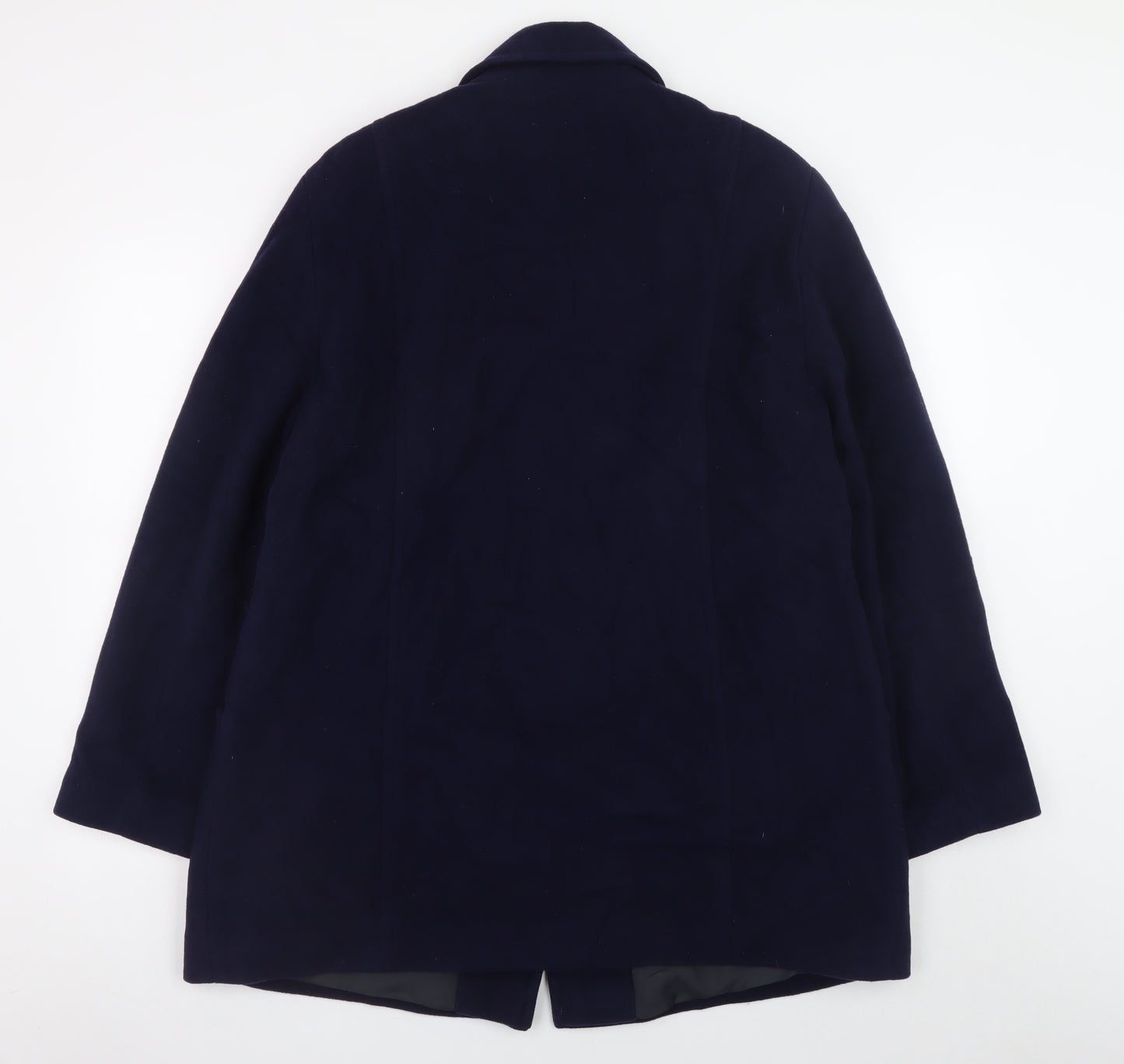EWM Women’s Blue Wool Blend Long Overcoat Size 18 Classic Style