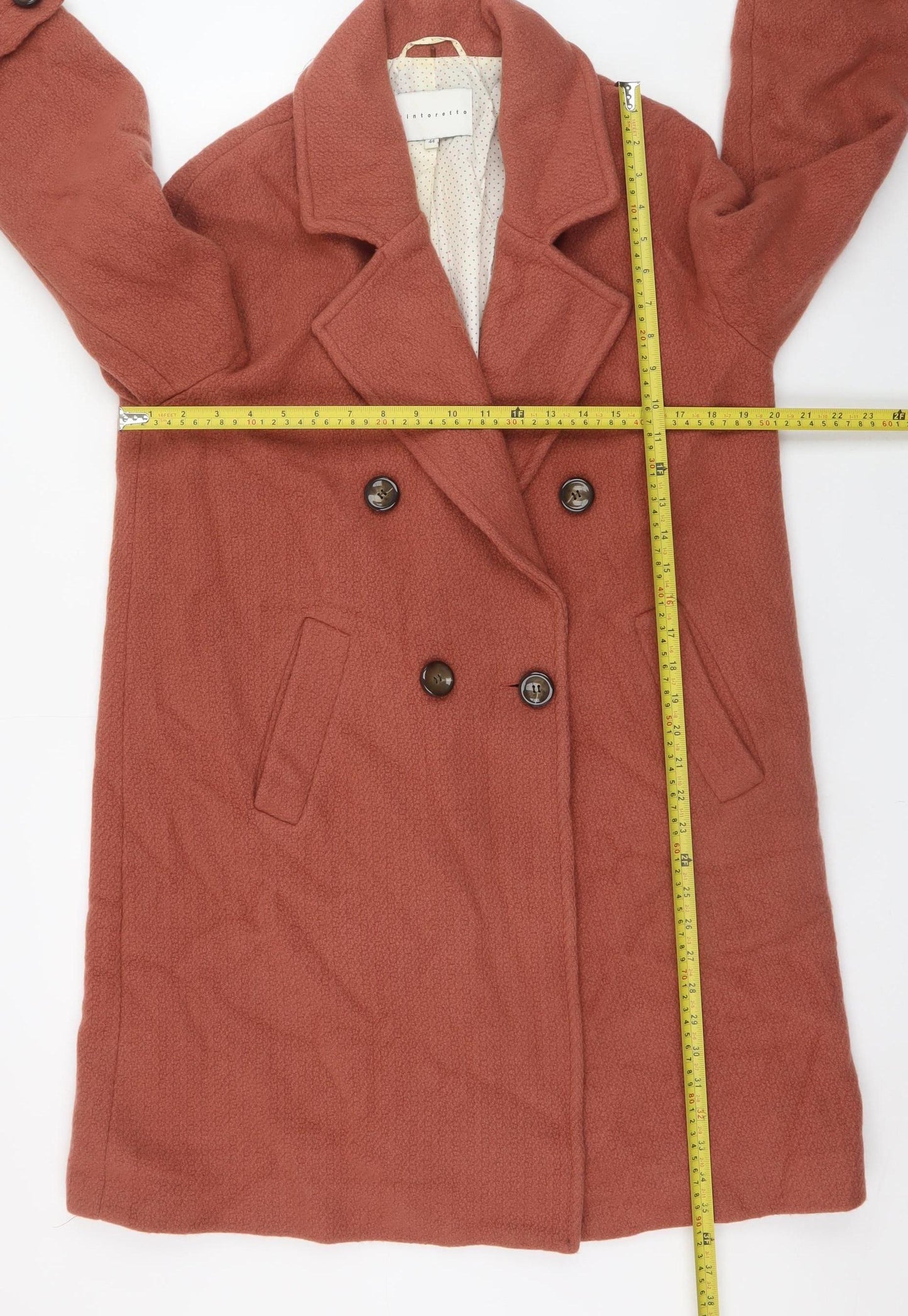 Tintoretto Women’s Brown Wool Mid-Length Pea Coat Size 16