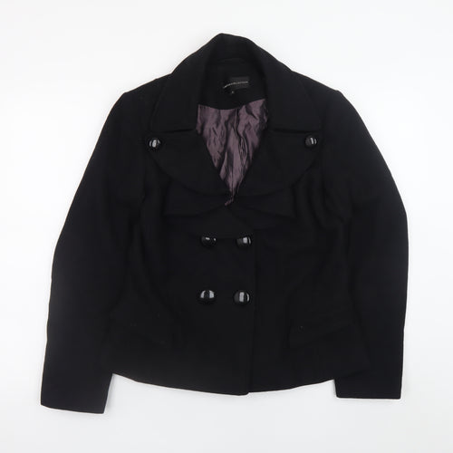 Marks and Spencer Women’s Black Wool Pea Coat Size 12 Classic Short