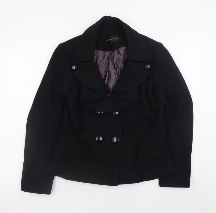 Marks and Spencer Women’s Black Wool Pea Coat Size 12 Classic Short