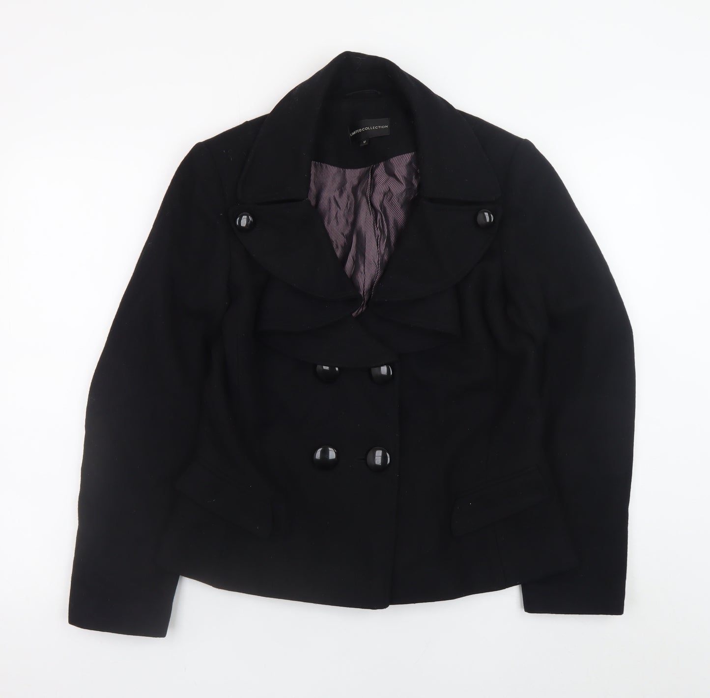 Marks and Spencer Women’s Black Wool Pea Coat Size 12 Classic Short