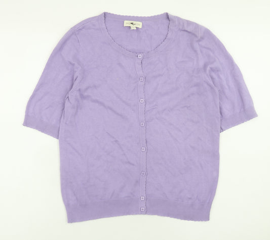 Monsoon Women's Purple Cotton Short Sleeve Button-Up Cardigan M