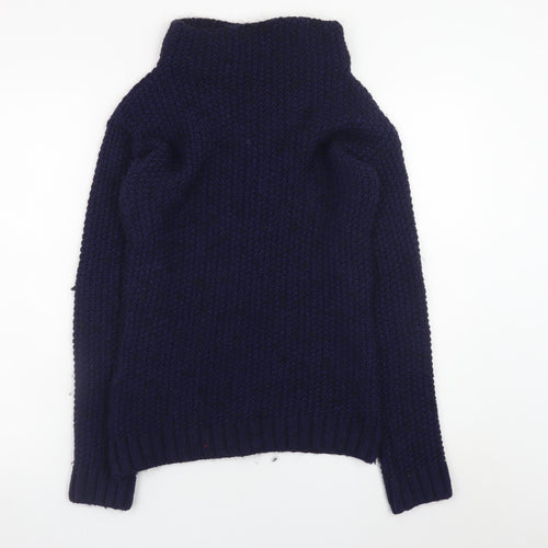 Next Women’s Navy Wool Blend Roll Neck Jumper XS Classic Winter Knit