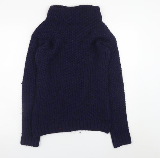 Next Women’s Navy Wool Blend Roll Neck Jumper XS Classic Winter Knit
