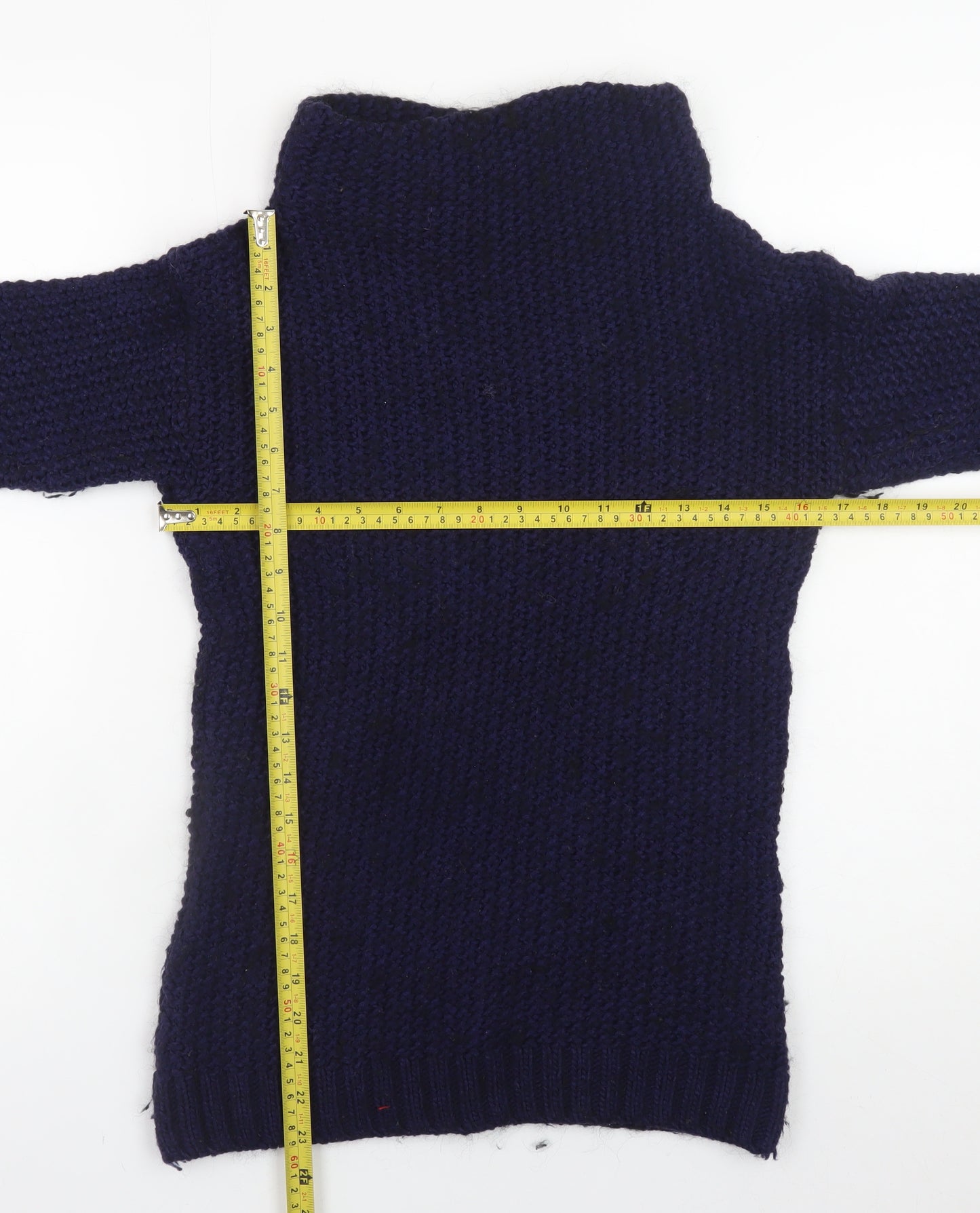Next Women’s Navy Wool Blend Roll Neck Jumper XS Classic Winter Knit