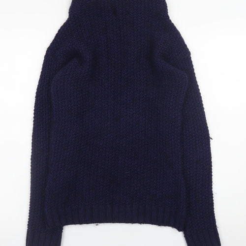 Next Women’s Navy Wool Blend Roll Neck Jumper XS Classic Winter Knit