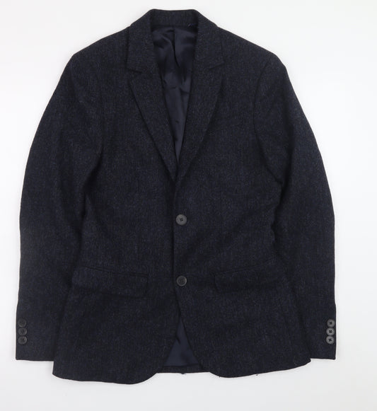 Jack Wills Men's Blue Wool Tweed Slim Fit Blazer XS