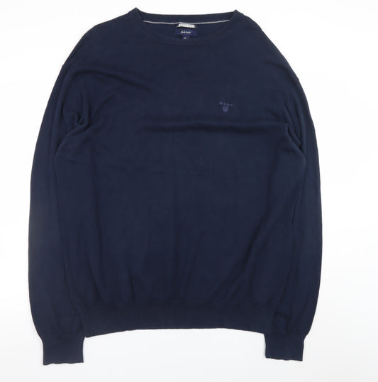 GANT Men's Blue 3XL Crew Neck Cotton Pullover Jumper