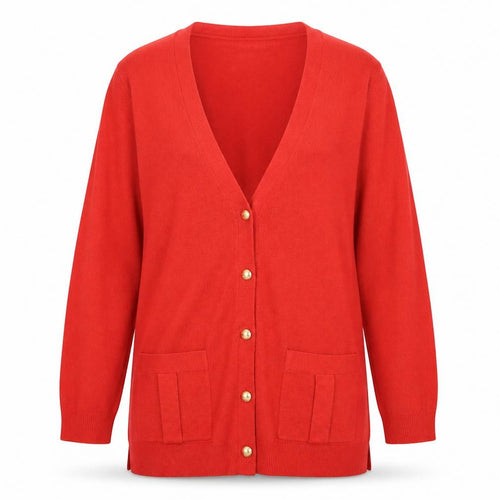 Banana Republic Women's Red Wool Blend V-Neck Cardigan M