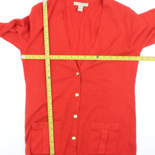 Banana Republic Women's Red Wool Blend V-Neck Cardigan M