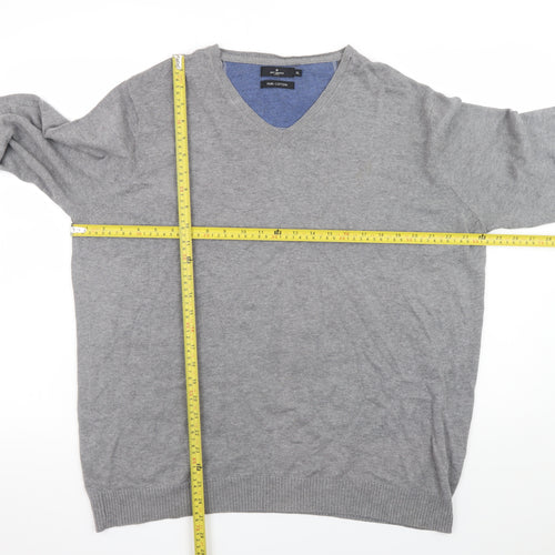 Jeff Banks Men's Grey XL V-Neck Cotton Pullover Jumper