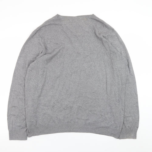 Jeff Banks Men's Grey XL V-Neck Cotton Pullover Jumper