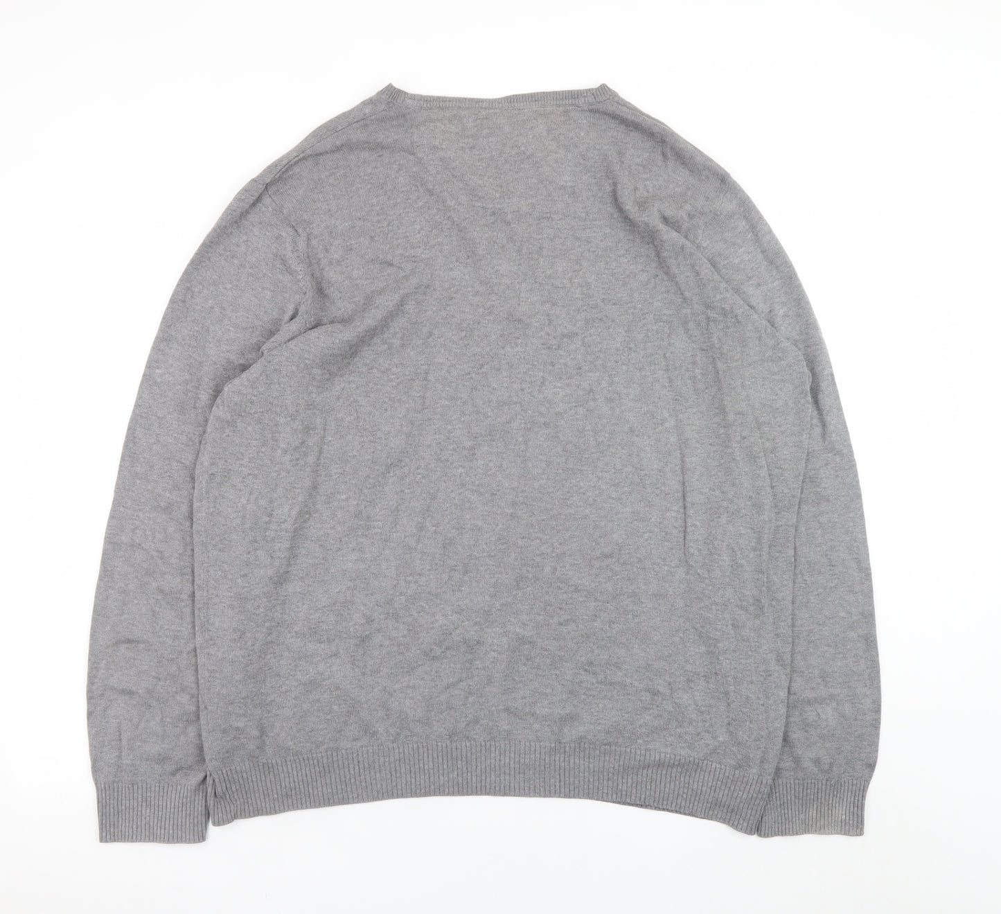 Jeff Banks Men's Grey XL V-Neck Cotton Pullover Jumper