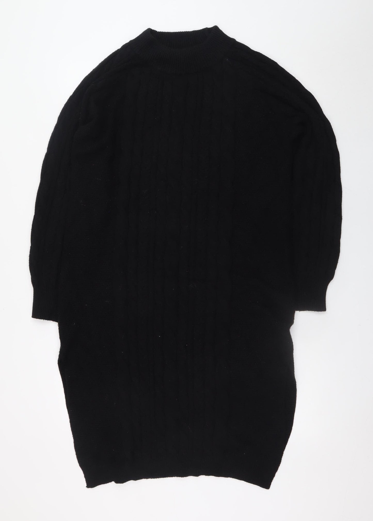 Breakout Womens Black Knit Jumper Dress M Long Sleeve High Neck
