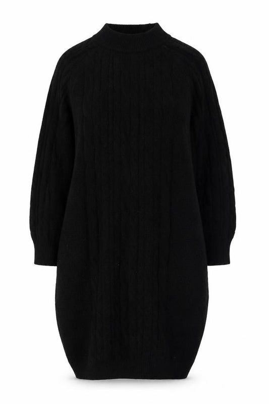 Front view of Breakout women’s black knit jumper dress m long sleeve high neck