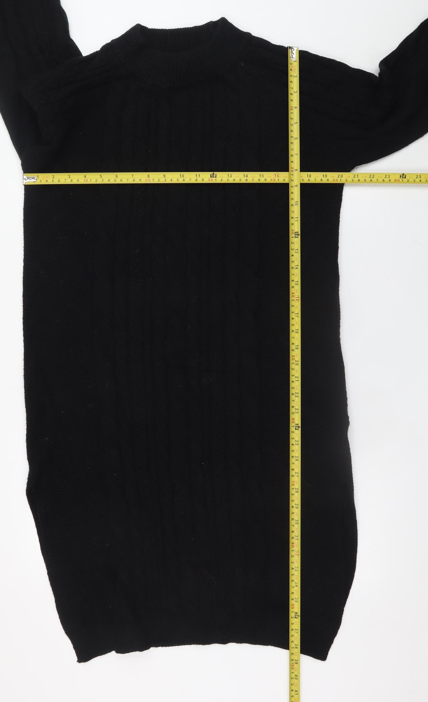Breakout Womens Black Knit Jumper Dress M Long Sleeve High Neck