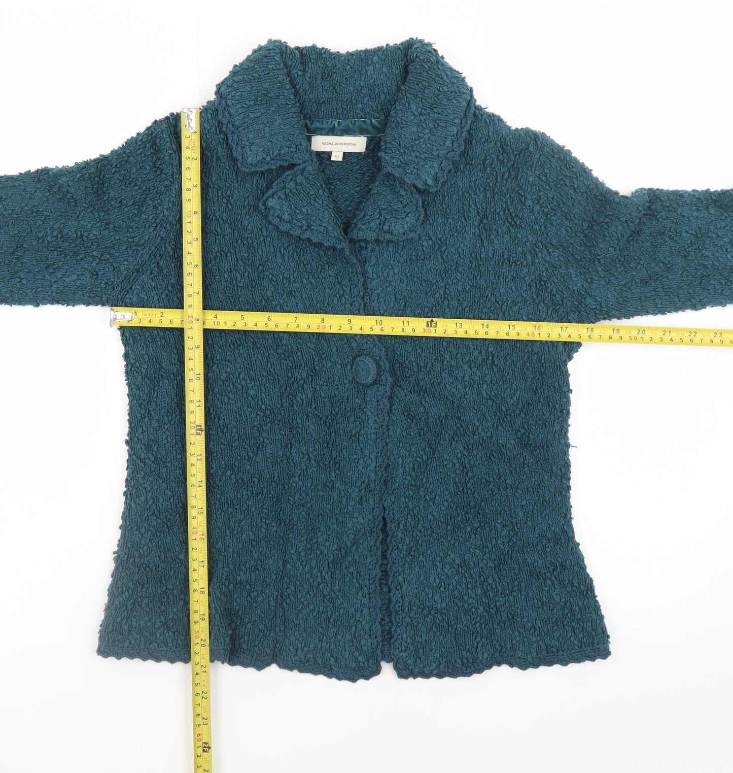 Rocha.John Rocha Womens Blue Textured Jacket Size 10