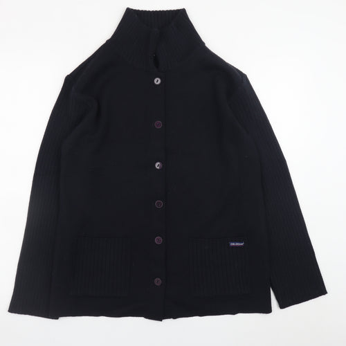 Ciel Ocean Women Black XL Merino Wool Blend Button Cardigan
