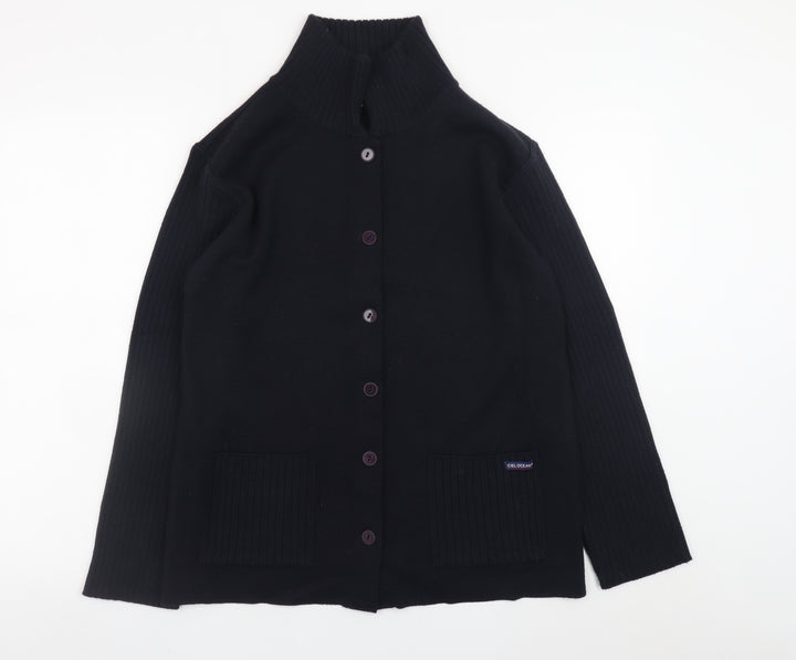 Ciel Ocean Women Black XL Merino Wool Blend Button Cardigan