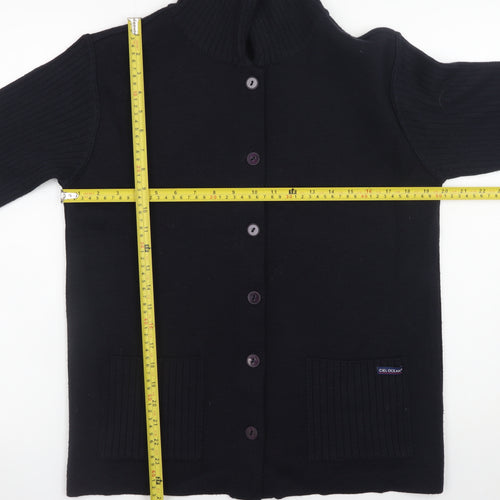 Ciel Ocean Women Black XL Merino Wool Blend Button Cardigan
