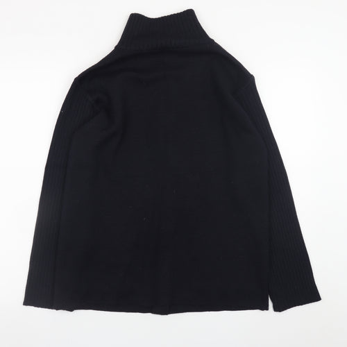 Ciel Ocean Women Black XL Merino Wool Blend Button Cardigan