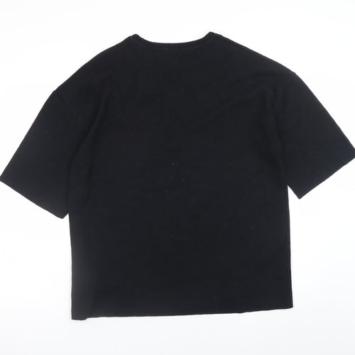Marks and Spencer Women Black Pearl Beaded Short Sleeve Jumper Size 14