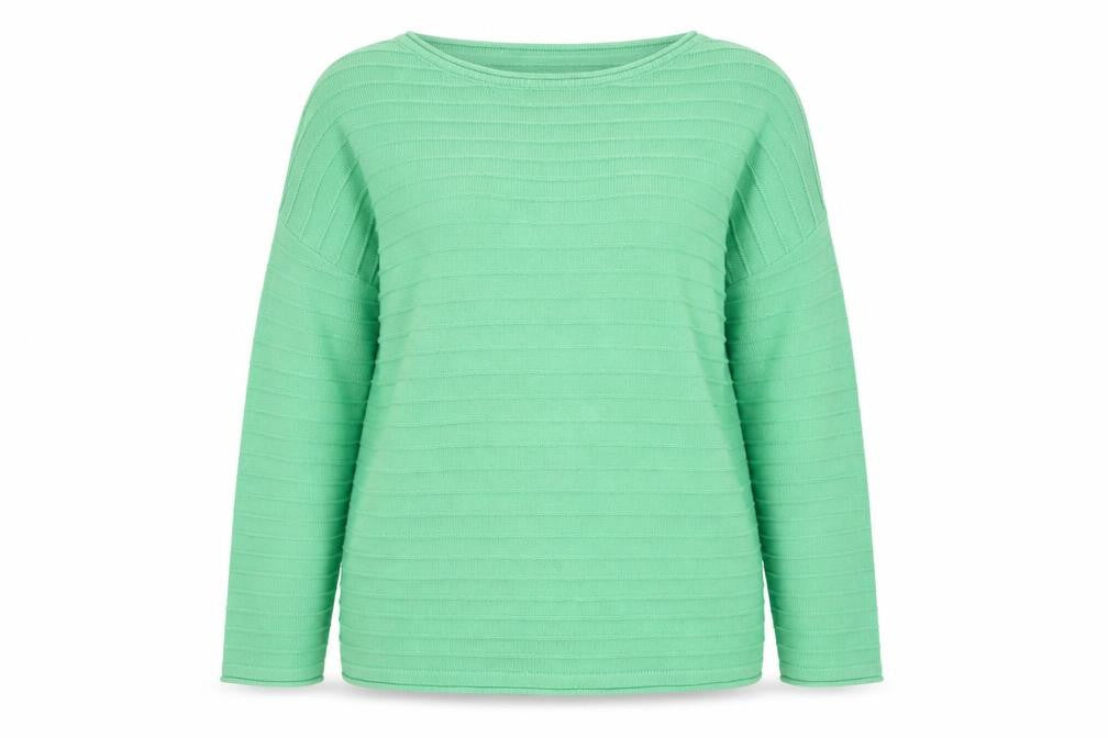 Crew Clothing Women Green Cotton Acrylic Boat Neck Jumper Size 18