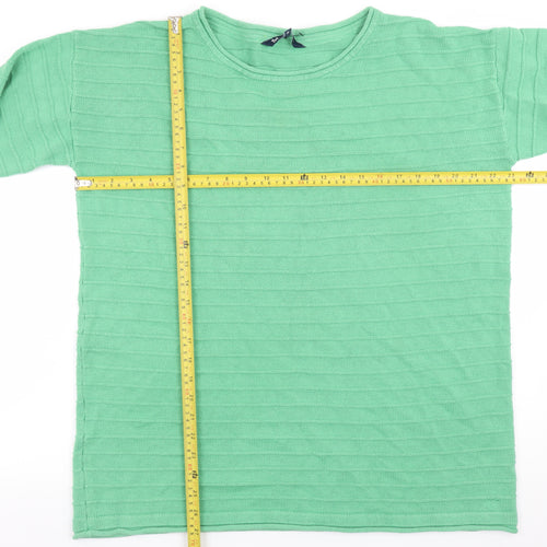 Crew Clothing Women Green Cotton Acrylic Boat Neck Jumper Size 18